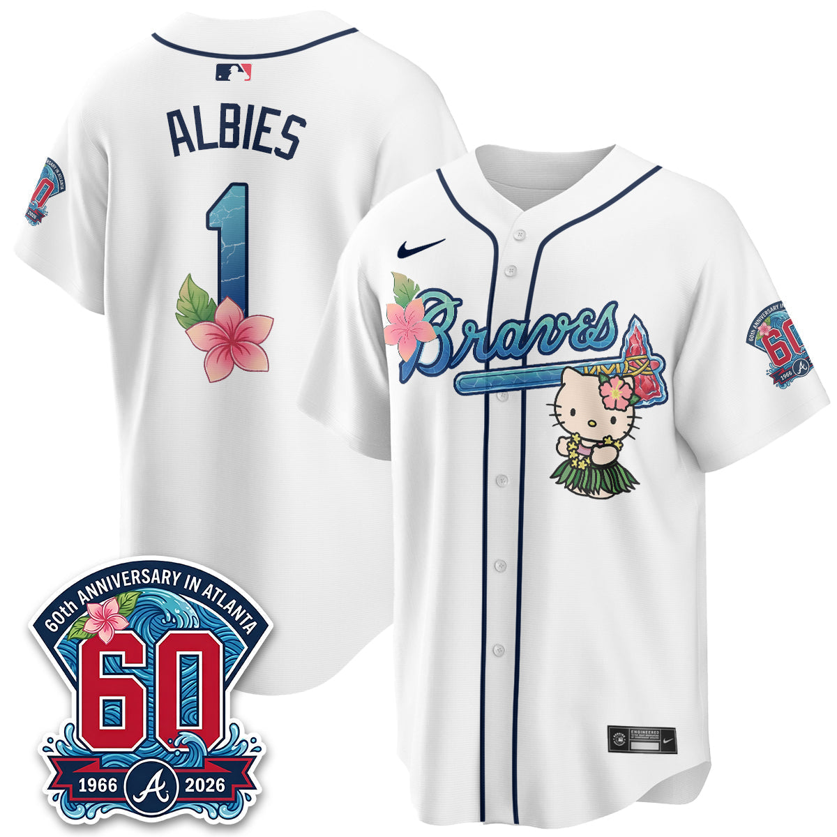 Atlanta Braves x Meow Aloha Spirit Vapor Jersey - Stitched-Cuztomshoes