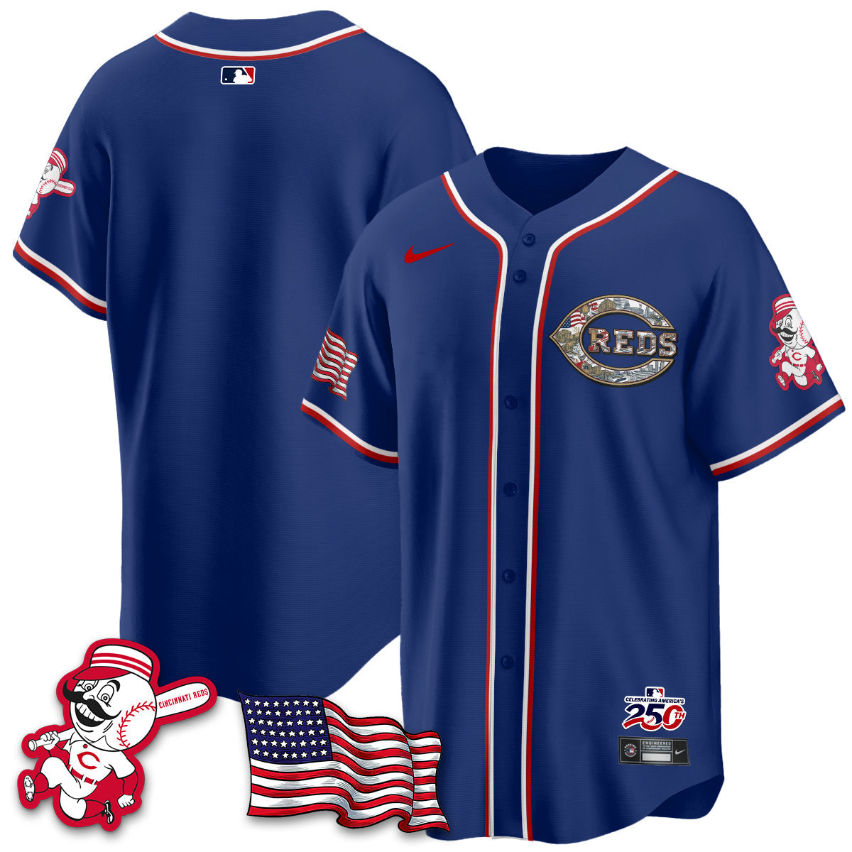 Cincinnati Reds 2026 Independence Day USA Vapor Limited Jersey - Stitched