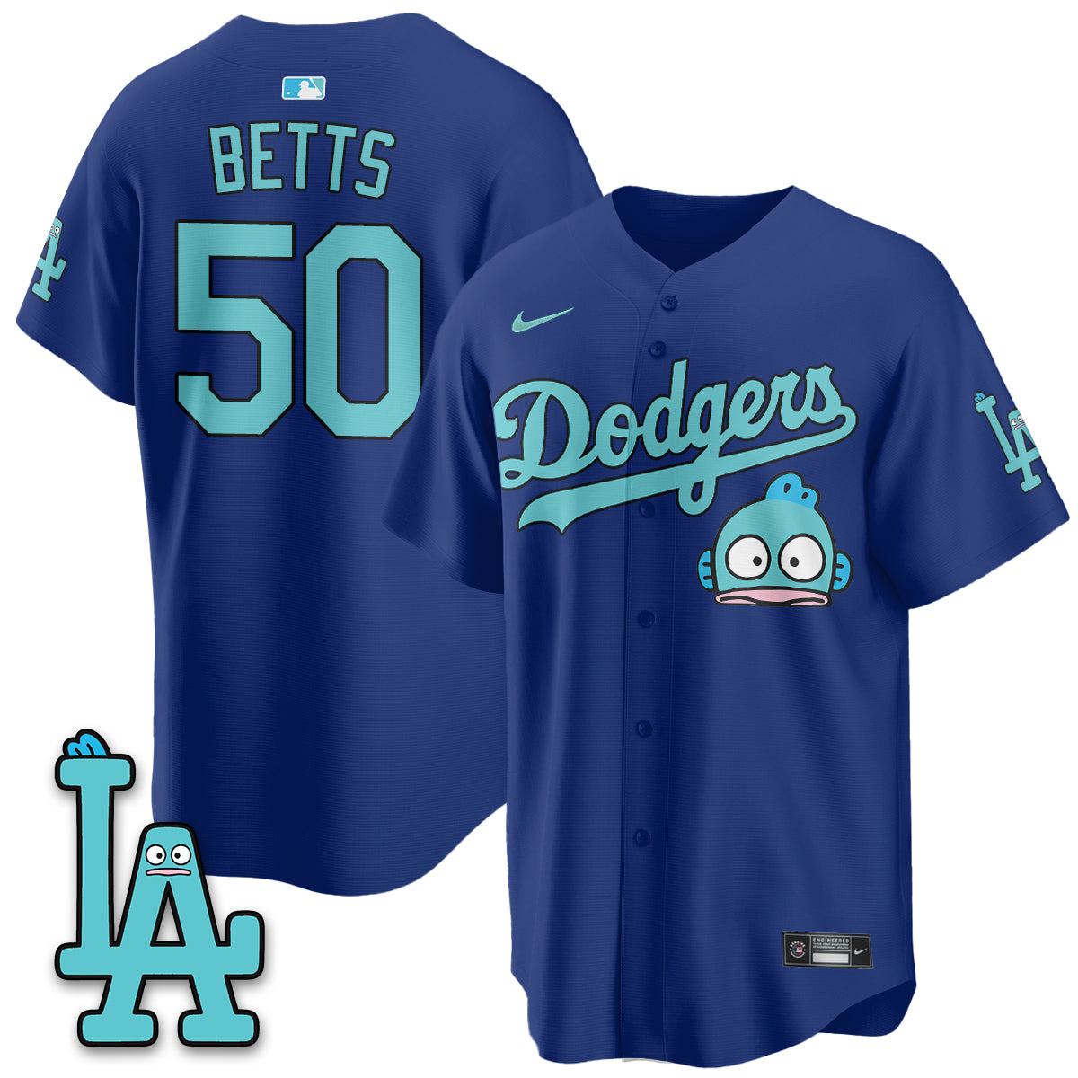 Los Angeles Dodgers x Hangyodon Edition Vapor Jersey- Stitched-Cuztomshoes