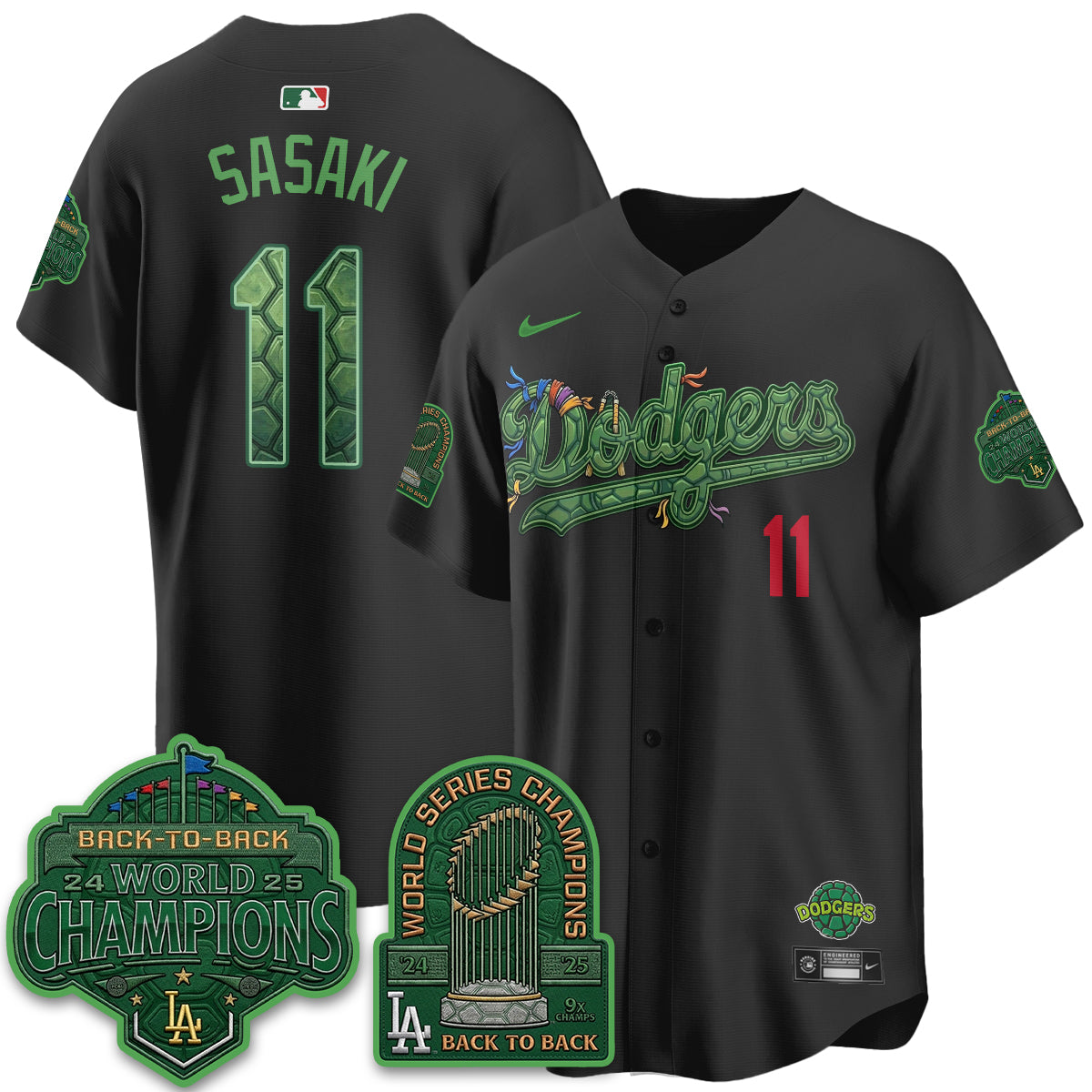 Los Angeles Dodgers x TMNT 2026 Vapor Jersey - Stitched-Cuztomshoes