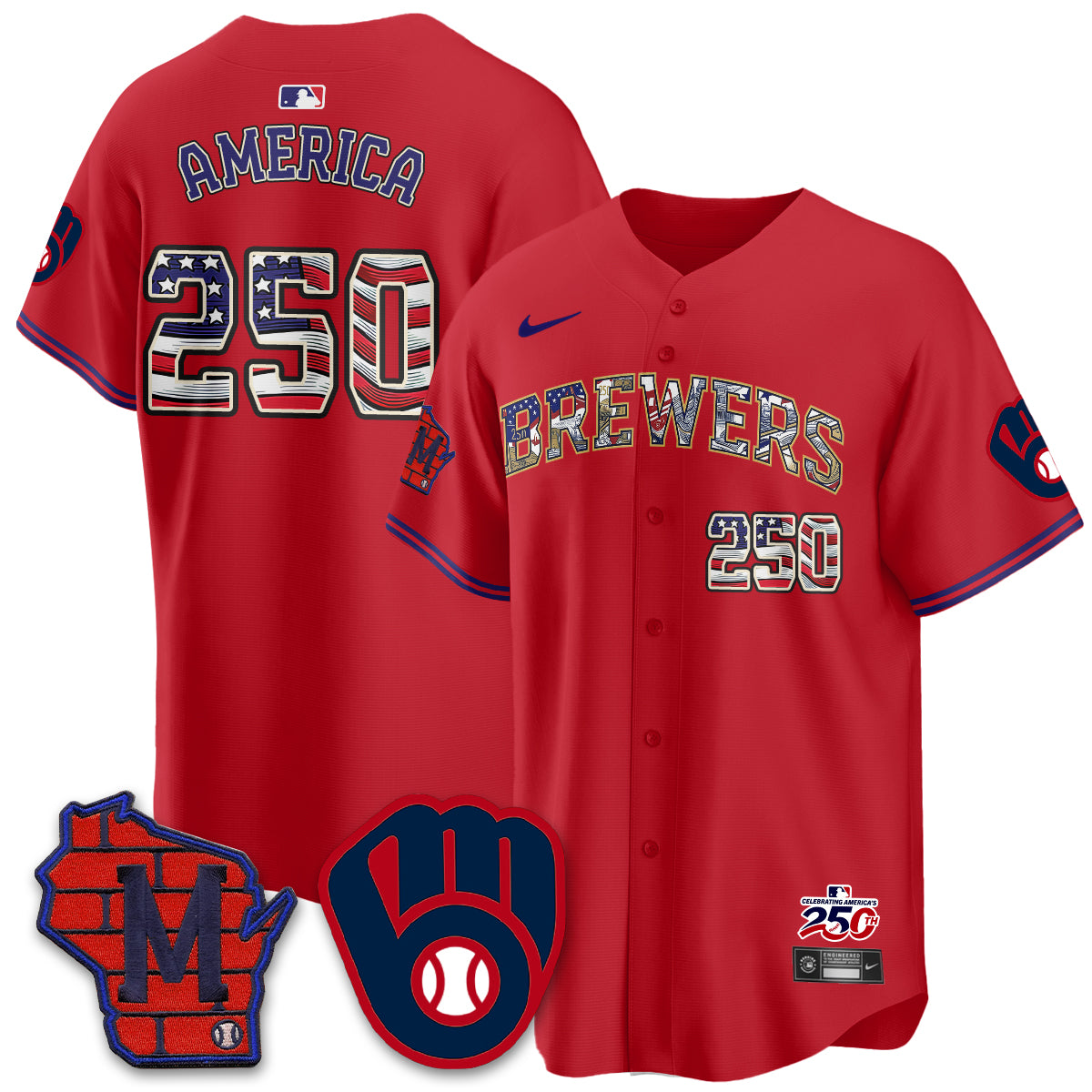 Milwaukee Brewers 2026 Independence Day USA Vapor Limited Jersey - Stitched-Cuztomshoes