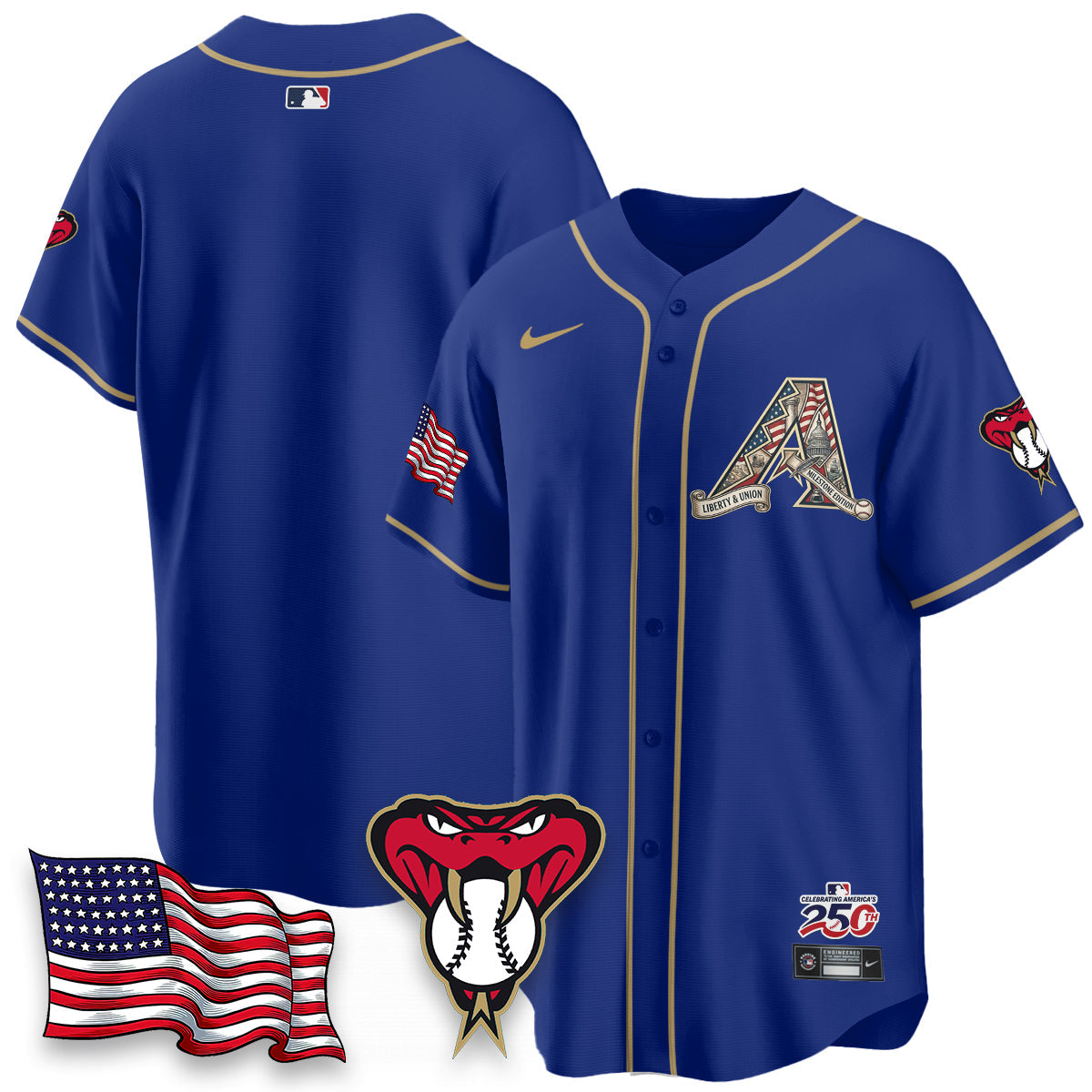 Arizona Diamonbacks 2026 Independence Day USA Vapor Limited Jersey - Stitched-Cuztomshoes