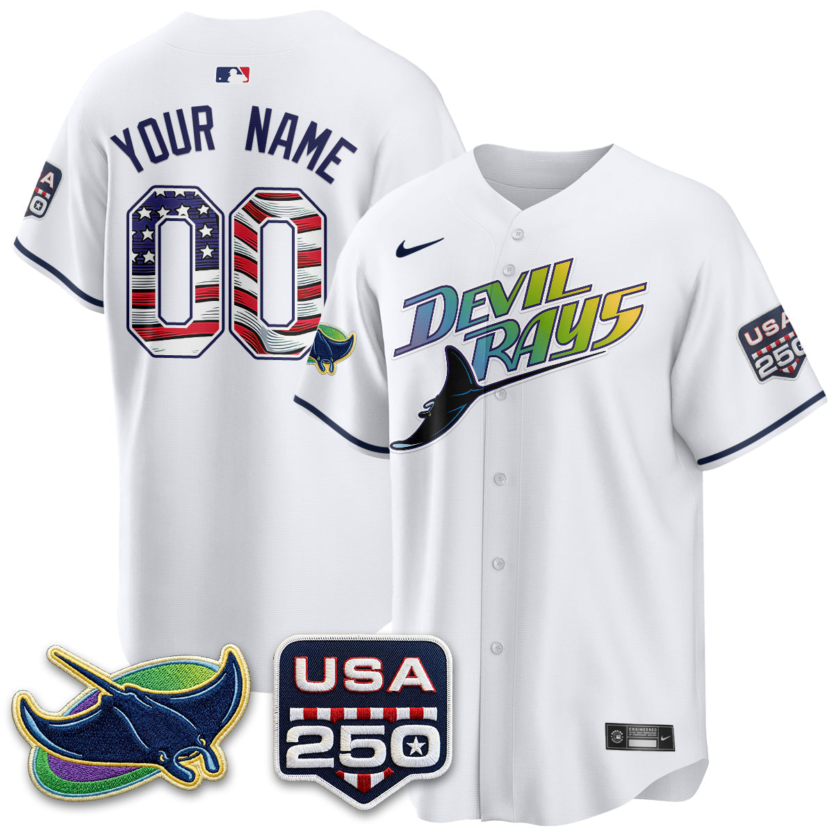 Tampa Bay Rays Independence Day USA 2026 City Connect Vapor Custom Jersey - Stitched