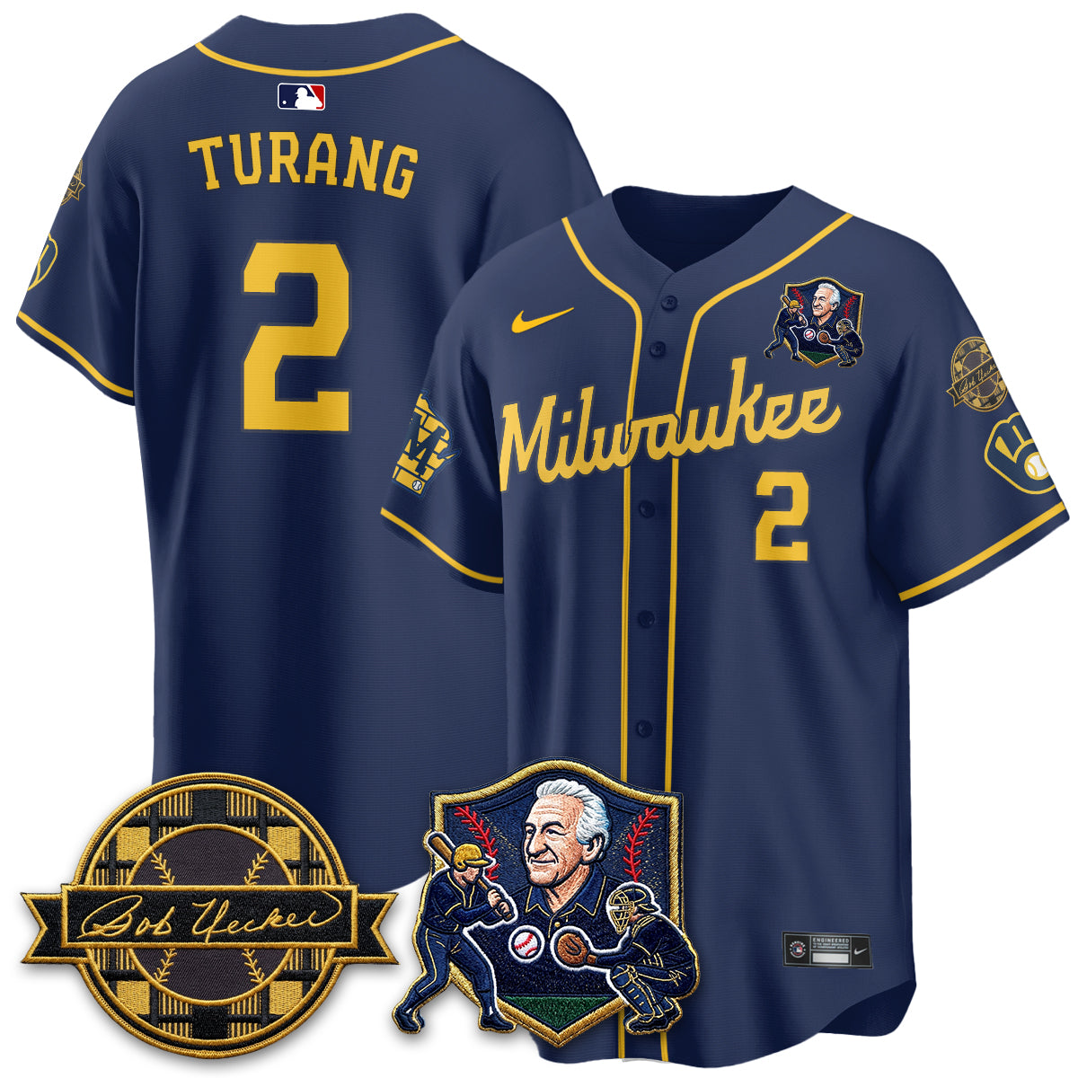 Milwaukee Brewers Bob Uecker - 54 Seasons for Brewers' Vapor Limited Gold Jersey - Stitched