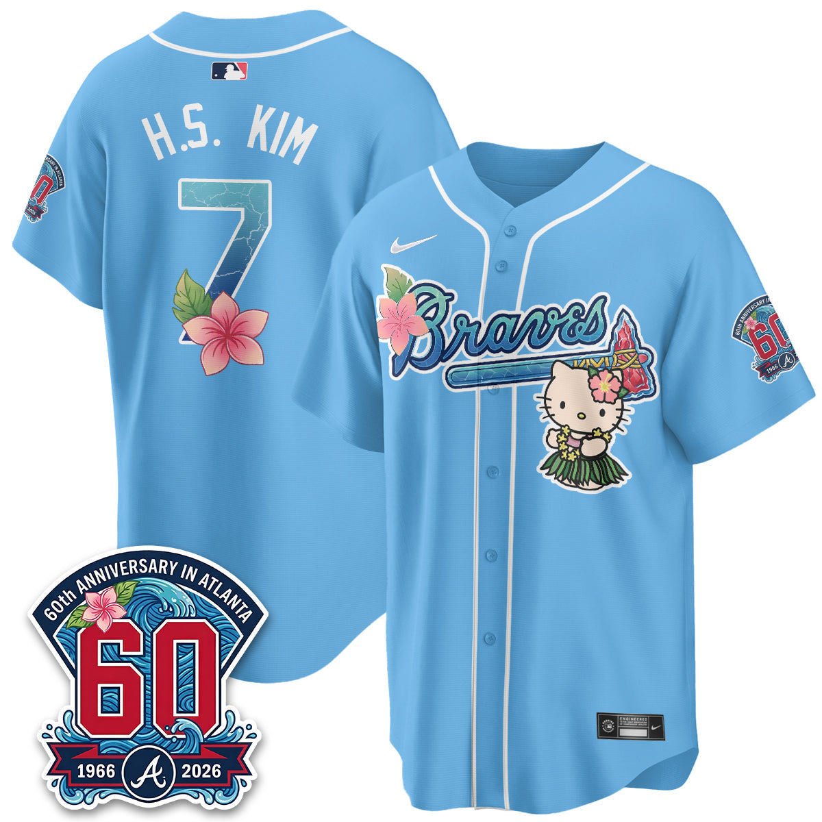 Atlanta Braves x Meow Aloha Spirit Vapor Jersey - Stitched-Cuztomshoes