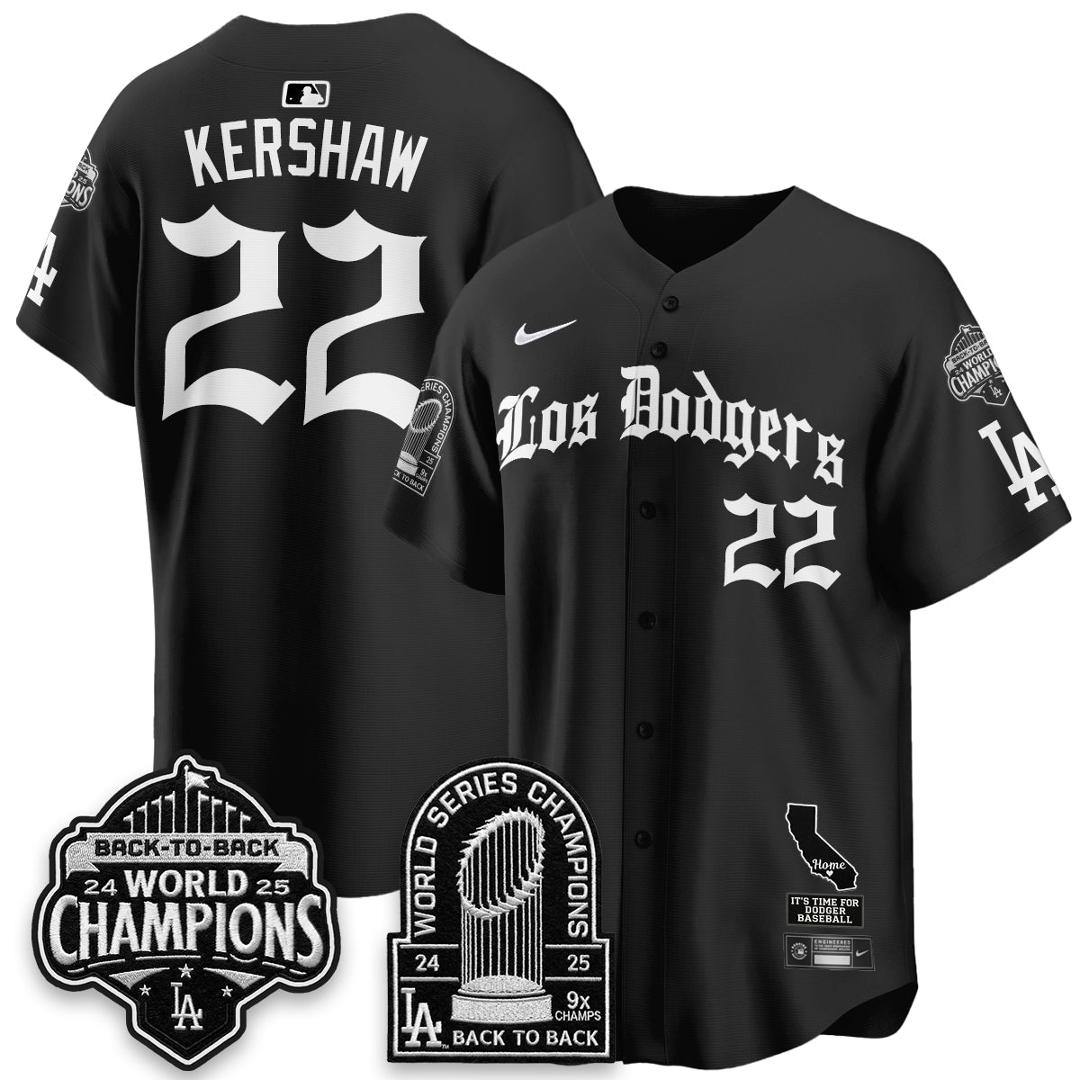Los Angeles Dodgers World Series Champions Vapor Premier Limited Gothic Edition Jersey - Stitched-Cuztomshoes