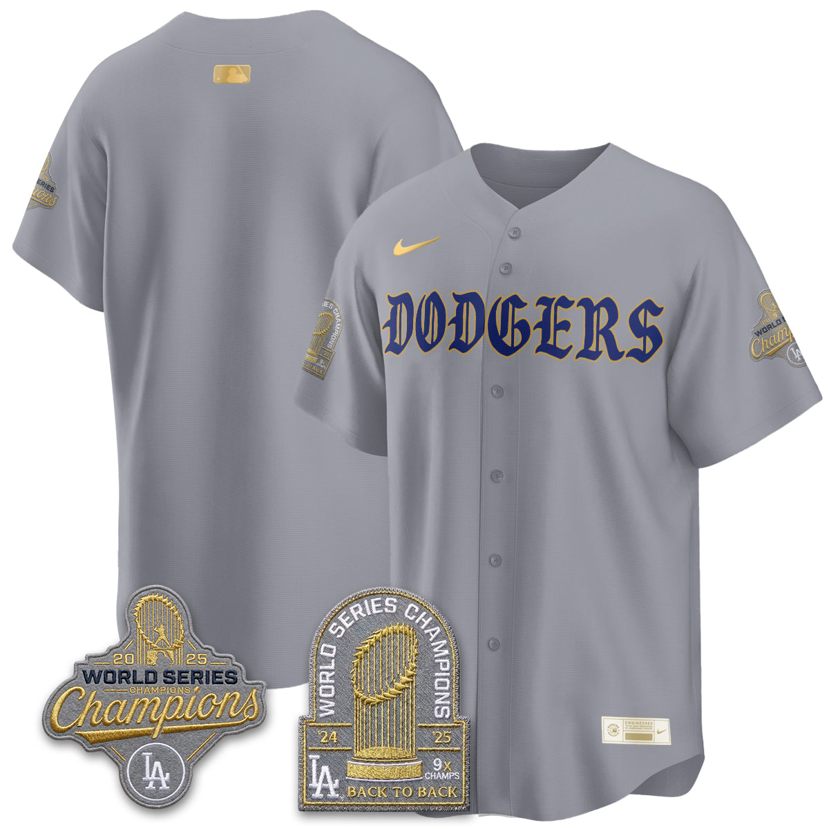 Los Angeles Dodgers Vapor Limited Jersey - Back to Back 9x Champs - Stitched-Cuztomshoes