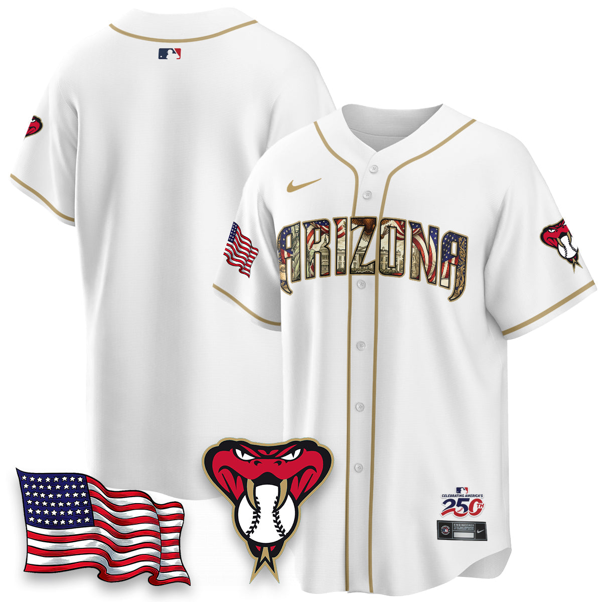 Arizona Diamonbacks 2026 Independence Day USA Vapor Limited Jersey - Stitched-Cuztomshoes