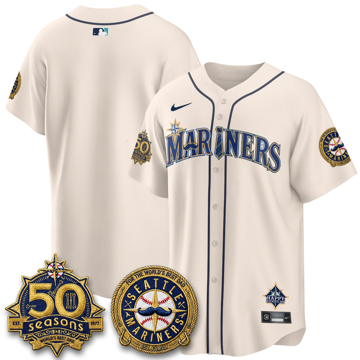 Seattle Mariners Happy Father's Day Vapor Jersey - Stitched