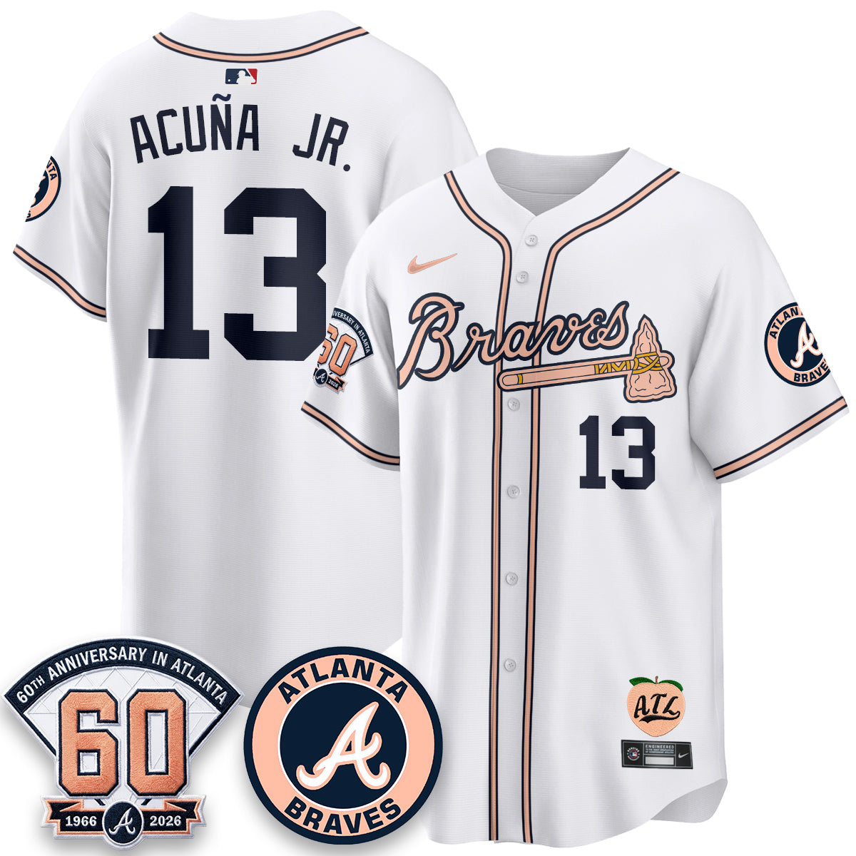 Atlanta Braves 60th Anniversary Peach Edition Vapor Premier Limited Jersey - Stitched