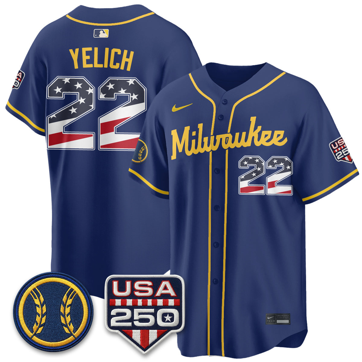 Milwaukee Brewers Fourth of July Vapor Limited Jersey - Stitched-Cuztomshoes