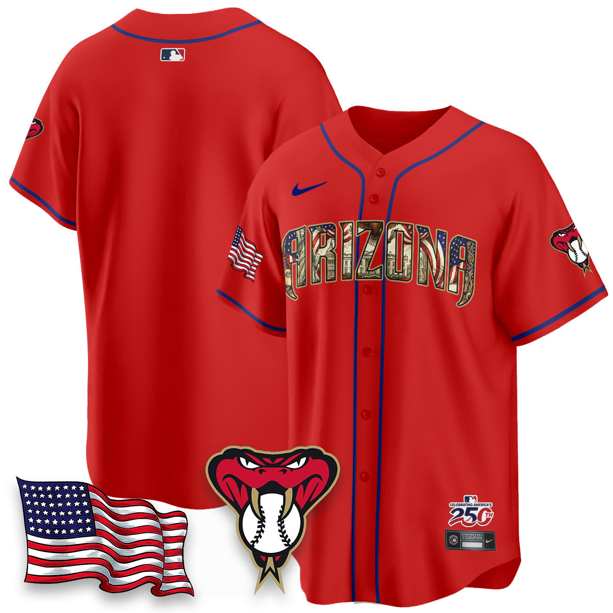 Arizona Diamonbacks 2026 Independence Day USA Vapor Limited Jersey - Stitched-Cuztomshoes