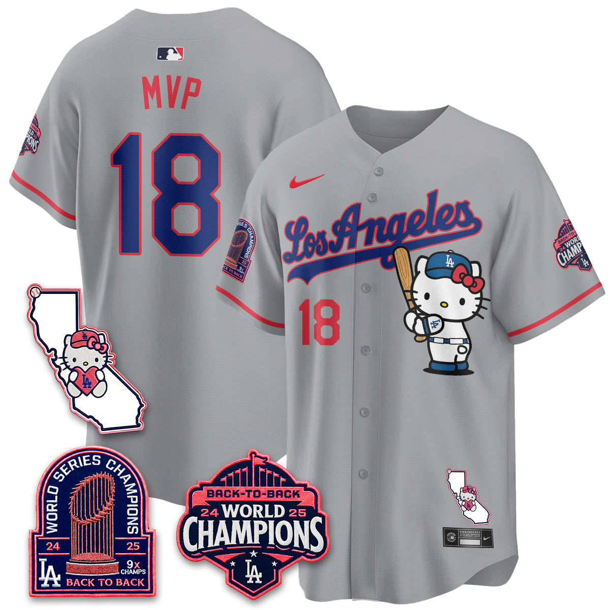 Los Angeles Dodgers x Meow KT 2026 Vapor Jersey - Stitched - V4-Cuztomshoes