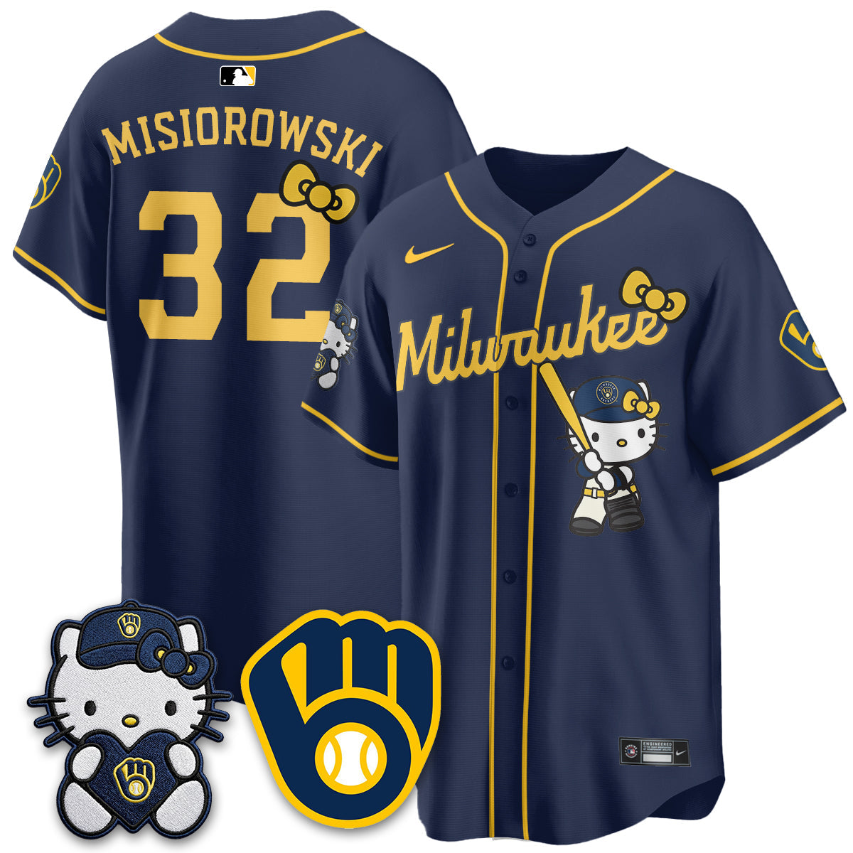 Milwaukee Brewers Meow KT Night Vapor Limited Jersey - Stitched-Cuztomshoes