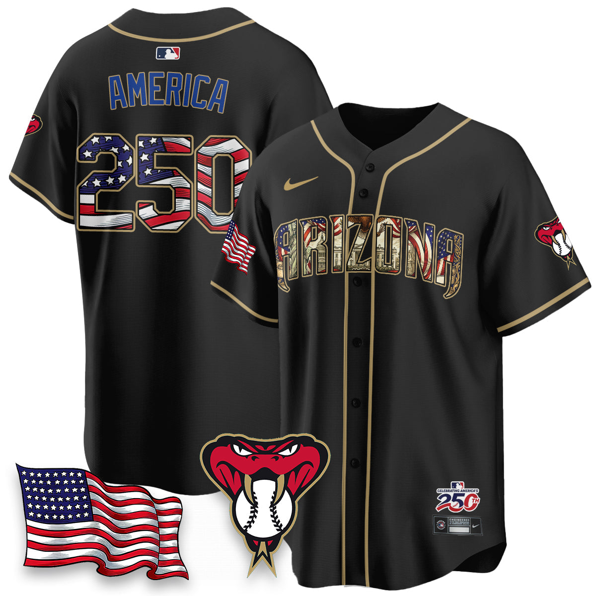 Arizona Diamonbacks 2026 Independence Day USA Vapor Limited Jersey - Stitched-Cuztomshoes