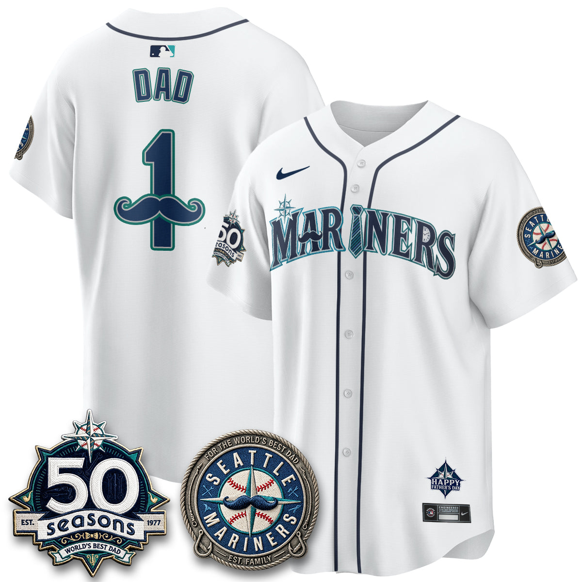 Seattle Mariners Happy Father's Day Vapor Jersey - Stitched