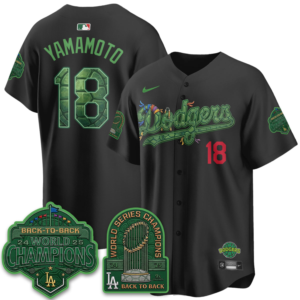 Los Angeles Dodgers x TMNT 2026 Vapor Jersey - Stitched-Cuztomshoes
