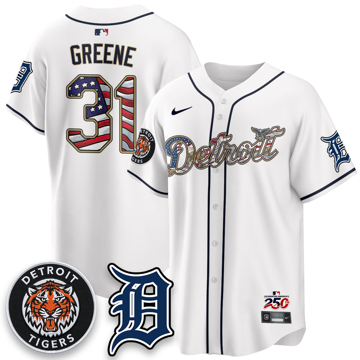 Detroit Tigers 2026 Independence Day USA Vapor Limited Jersey - Stitched
