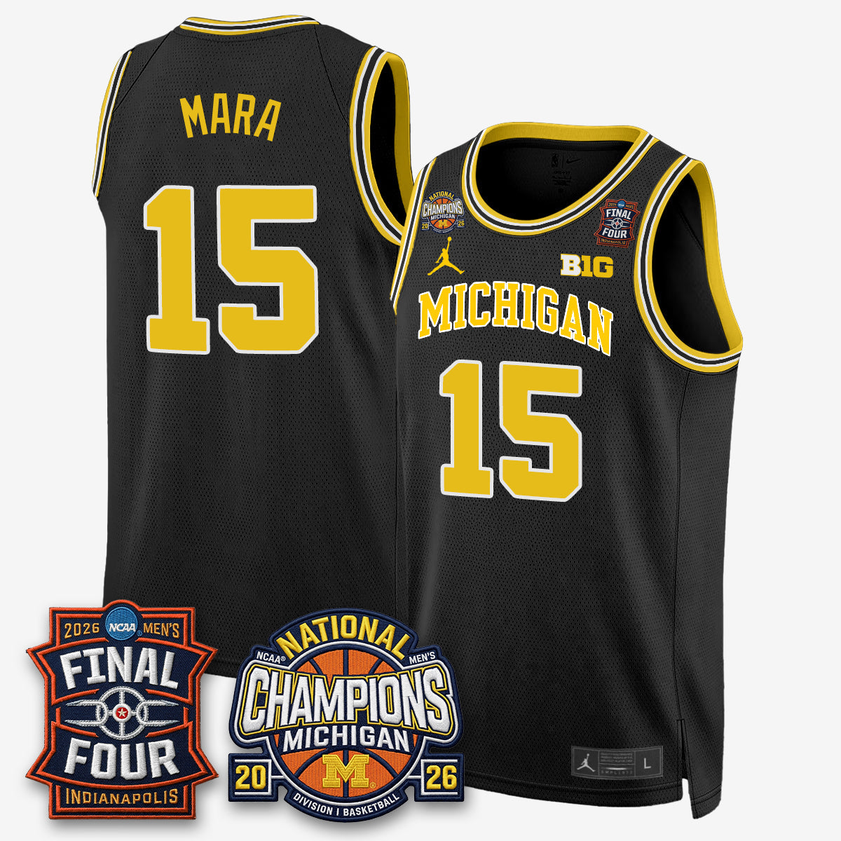 Michigan Wolverines Men's Basketball National Champions Big Text Limited Vapor Jersey - Stitched-Cuztomshoes