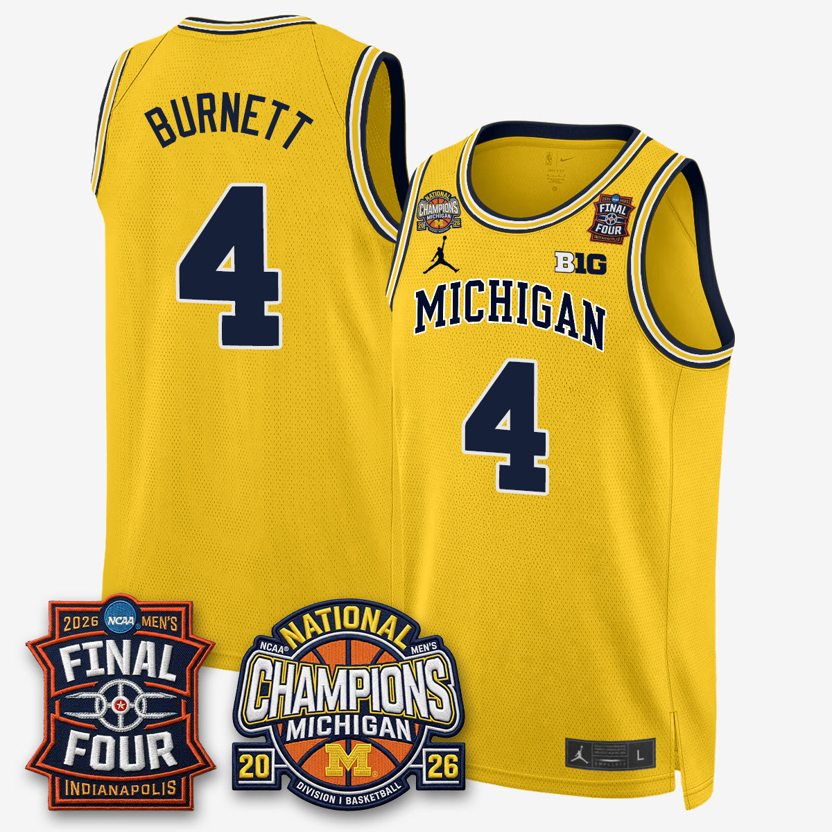 Michigan Wolverines Men's Basketball National Champions Big Text Limited Vapor Jersey - Stitched-Cuztomshoes