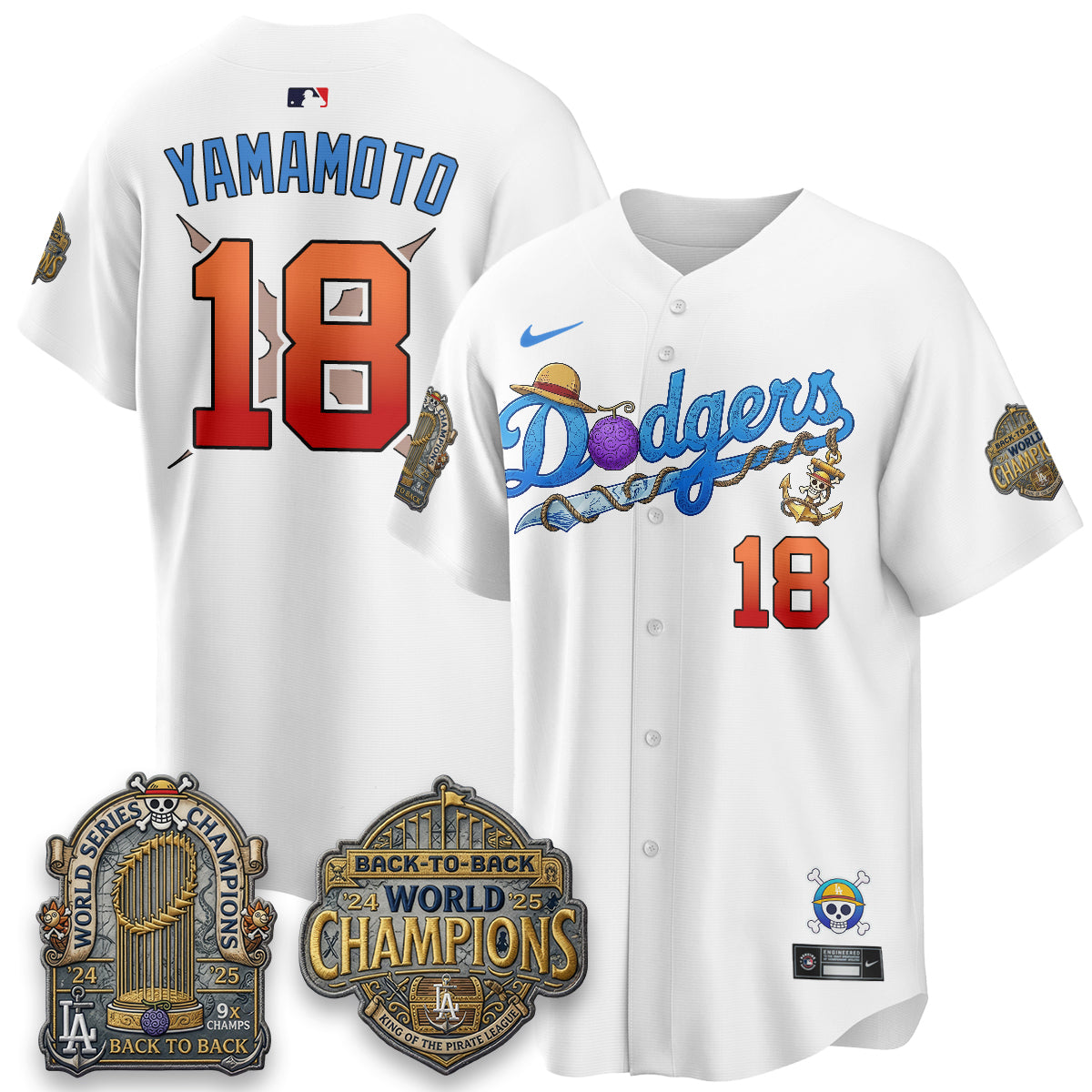 Los Angeles Dodgers x OP Japanese Cartoon Vapor Limited Jersey V2- Stitched-Cuztomshoes