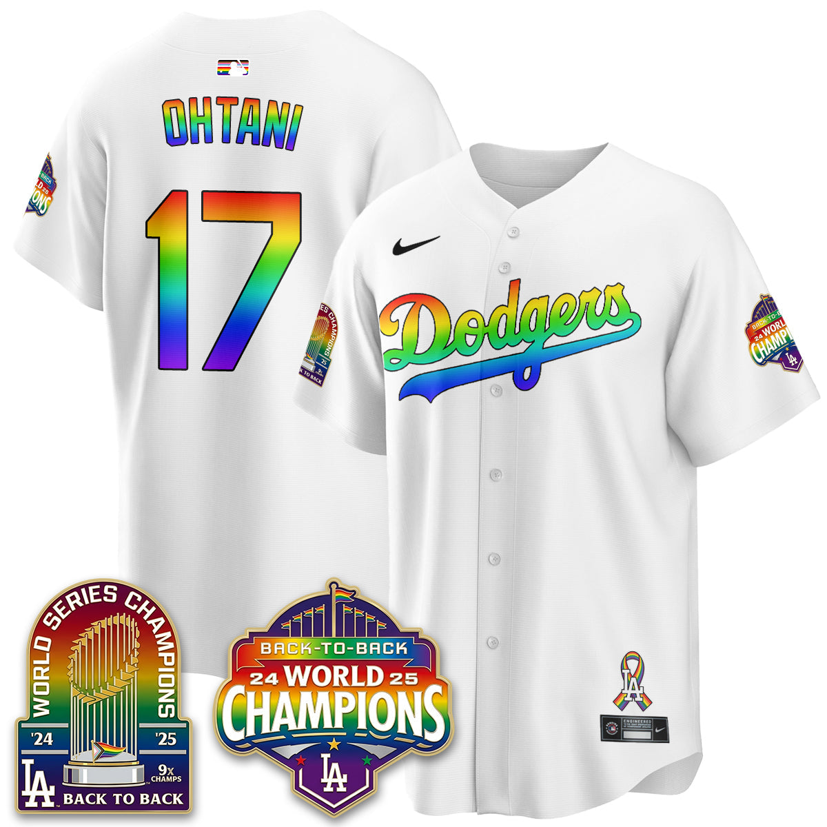 Los Angeles Dodgers Happy Pride Month Vapor Jersey - Stitched-Cuztomshoes