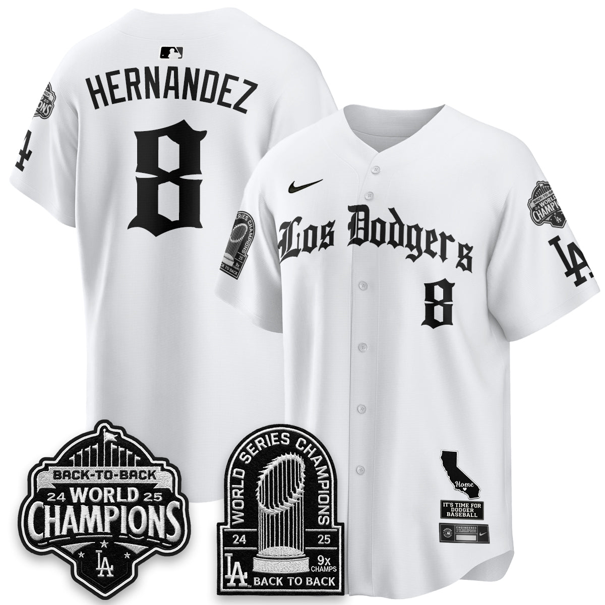 Los Angeles Dodgers World Series Champions Vapor Premier Limited Gothic Edition Jersey - Stitched-Cuztomshoes
