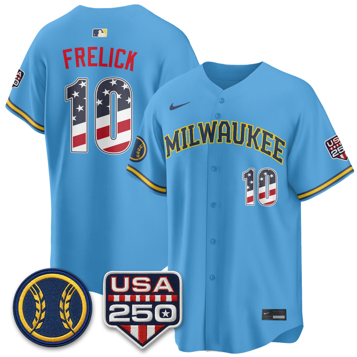 Milwaukee Brewers Fourth of July Vapor Limited Jersey - Stitched-Cuztomshoes