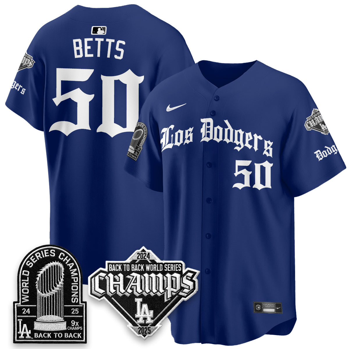 Los Angeles Dodgers World Series Champions B2B Patch Vapor Premier Limited Gothic Edition Jersey - Stitched-Cuztomshoes