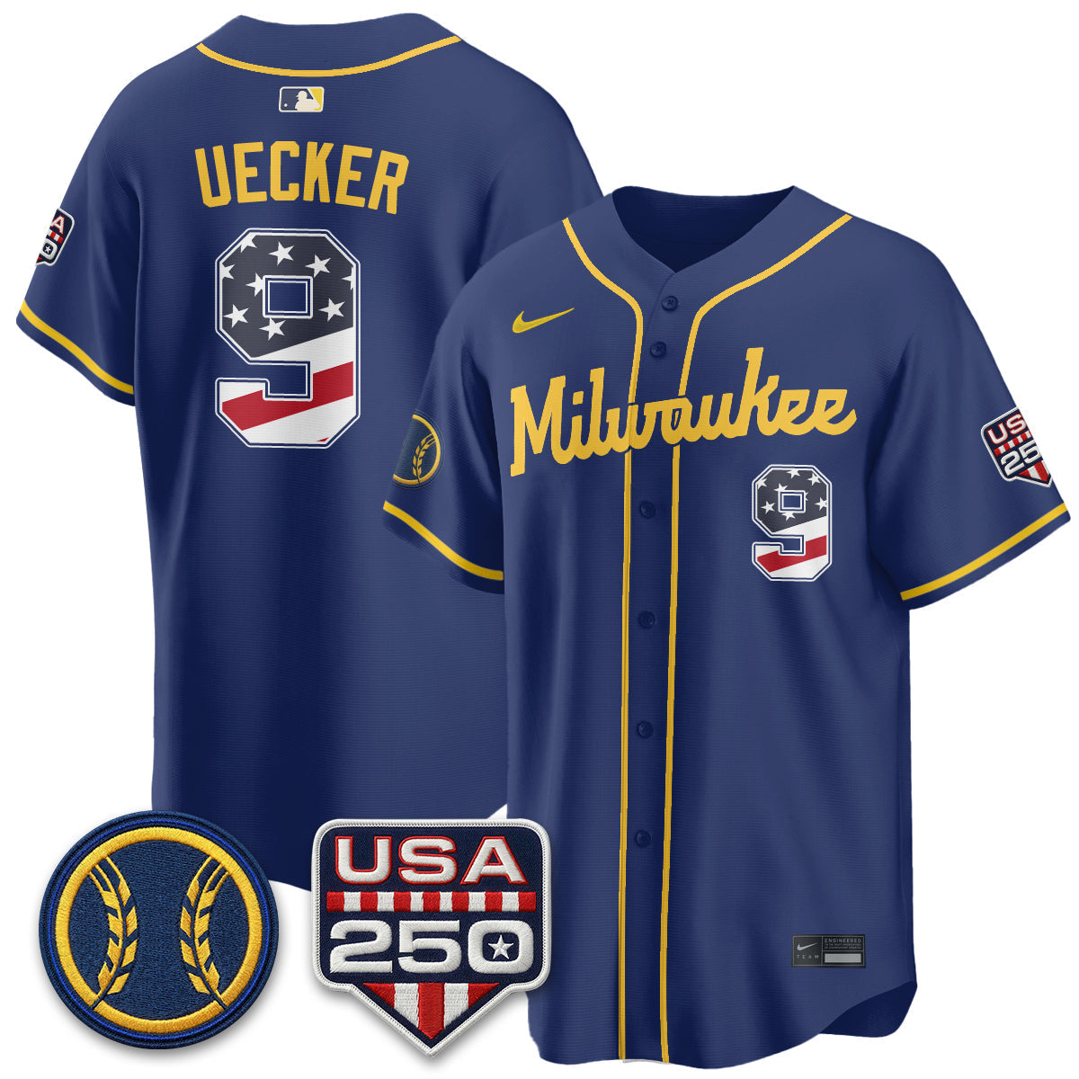 Milwaukee Brewers Fourth of July Vapor Limited Jersey - Stitched-Cuztomshoes