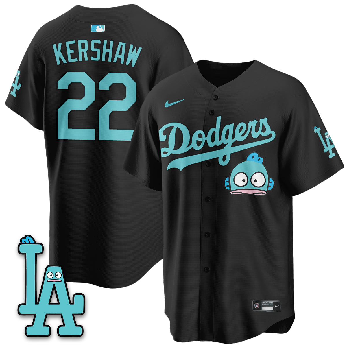 Los Angeles Dodgers x Hangyodon Edition Vapor Jersey- Stitched-Cuztomshoes