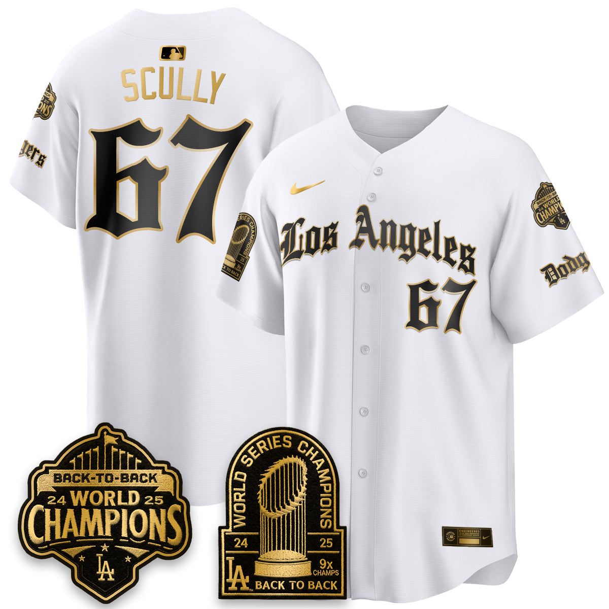 Los Angeles Dodgers WS Champions Back 2 Back Patch Vapor Premier Limited Gothic Edition Jersey - Stitched