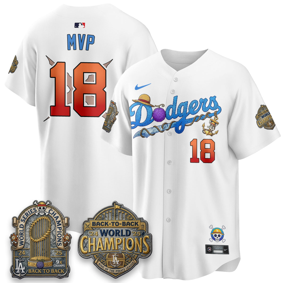 Los Angeles Dodgers x OP Japanese Cartoon Vapor Limited Jersey V2- Stitched-Cuztomshoes