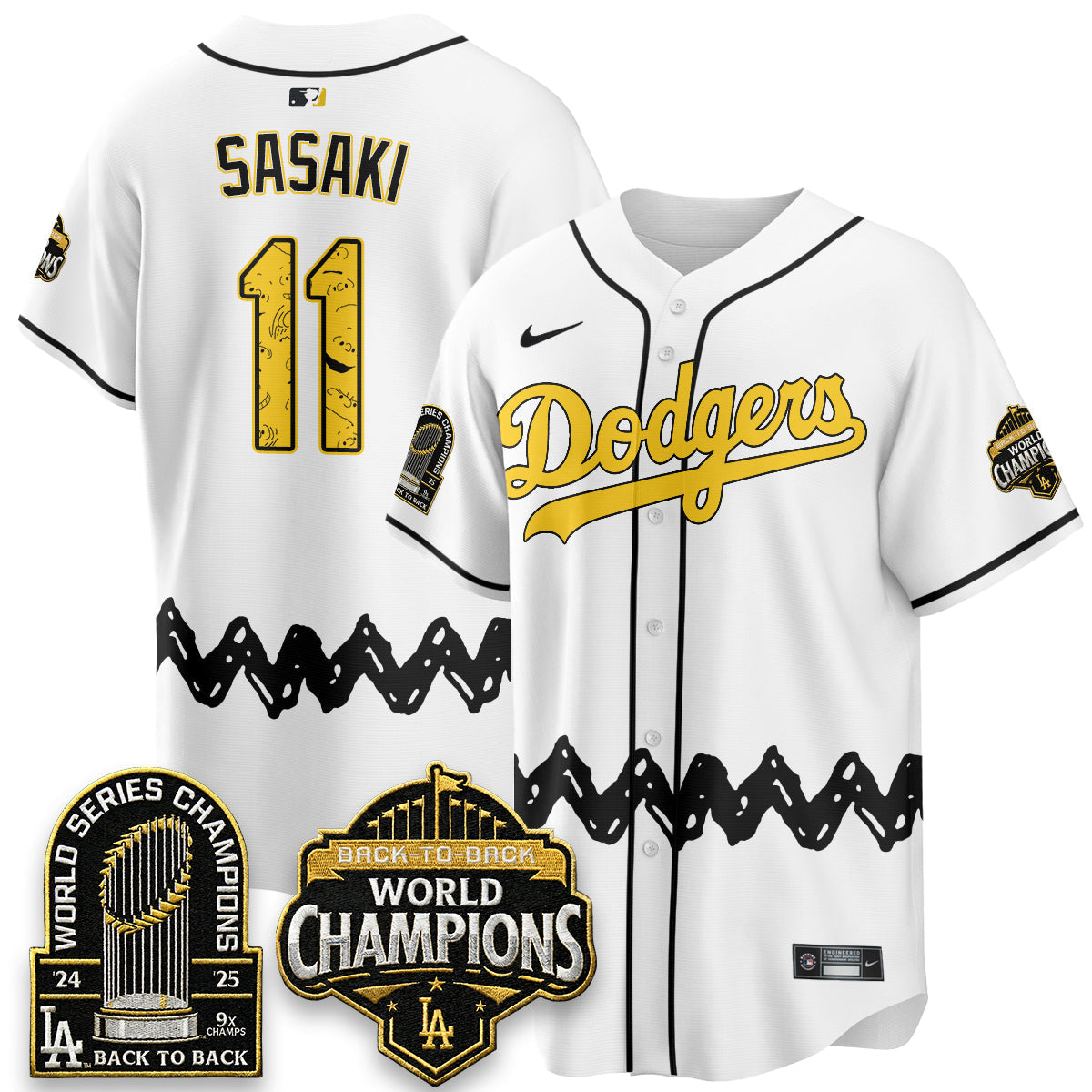 Los Angeles Dodgers x P-nuts Style Vapor Jersey - Stitched-Cuztomshoes
