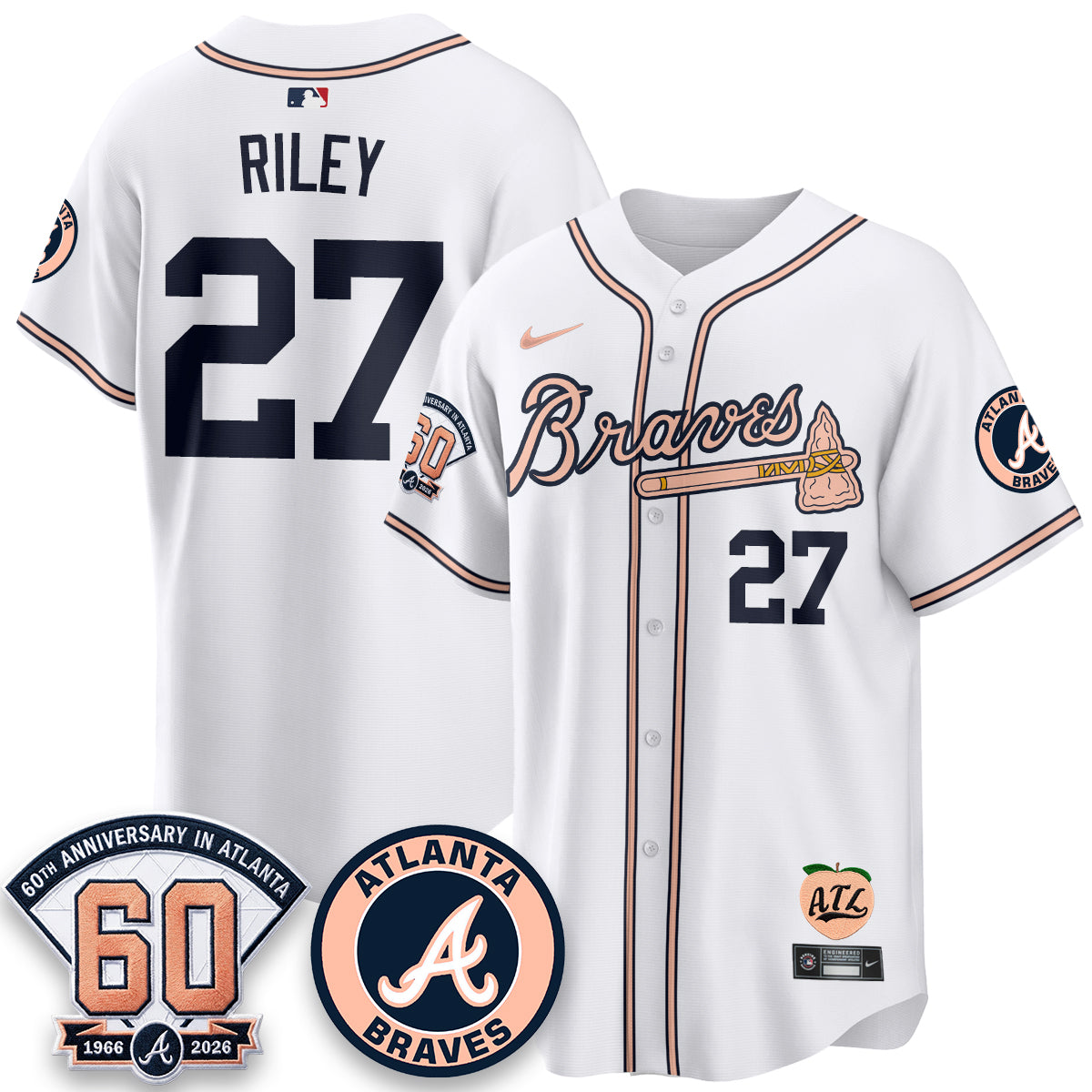 Atlanta Braves 60th Anniversary Peach Edition Vapor Premier Limited Jersey - Stitched