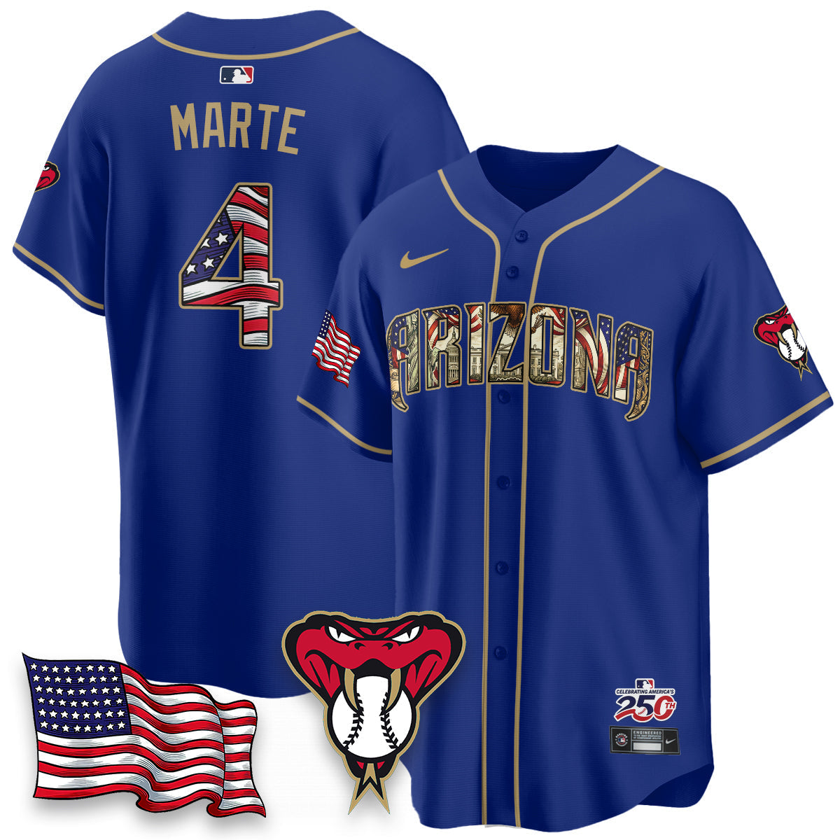 Arizona Diamonbacks 2026 Independence Day USA Vapor Limited Jersey - Stitched-Cuztomshoes