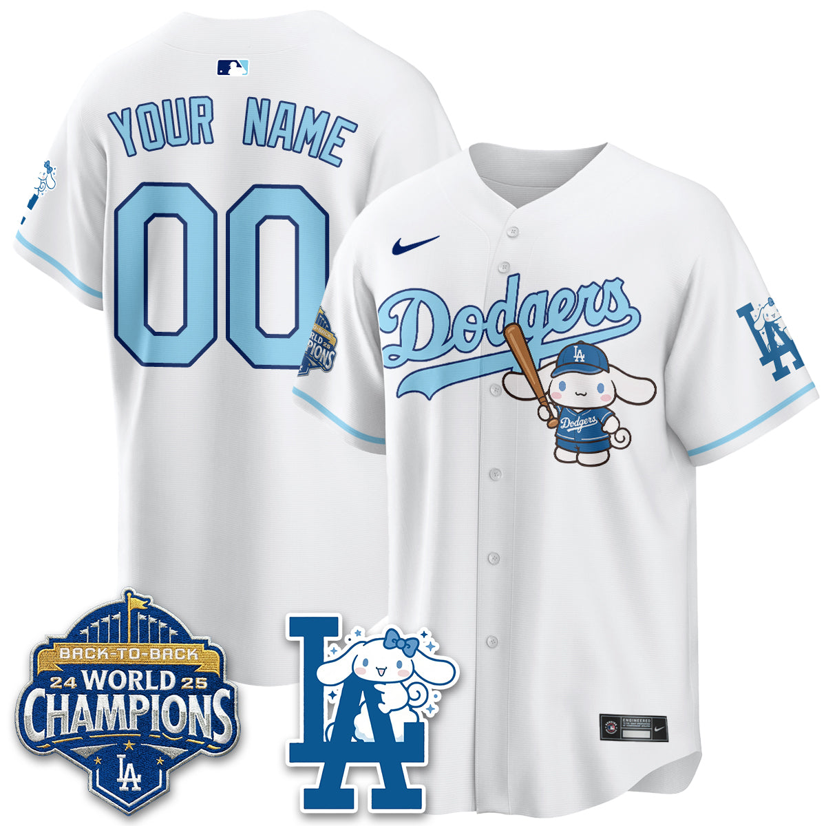Los Angeles Dodgers Cinnamoroll Edition Vapor Custom Jersey - Stitched-Cuztomshoes