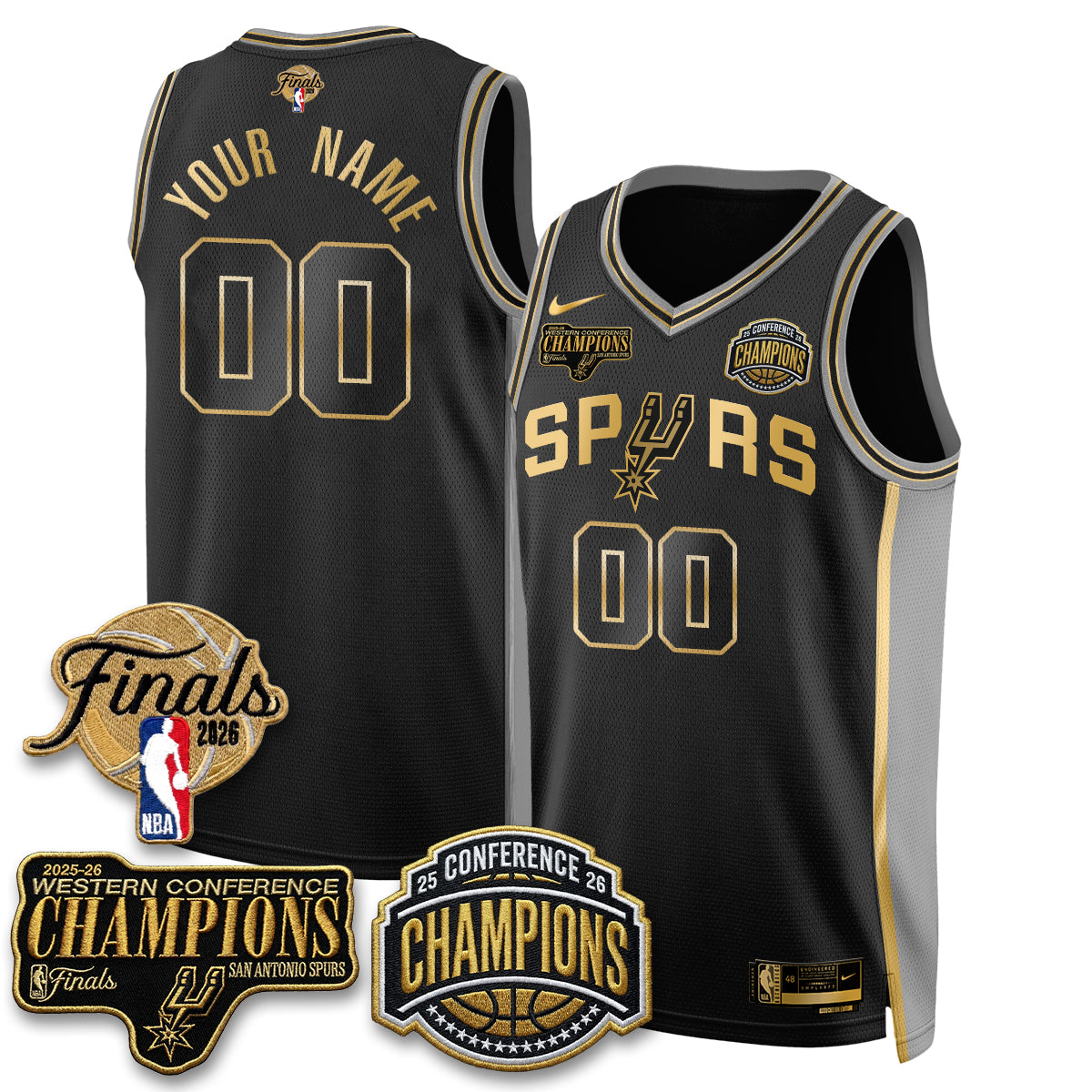 San Antonio Spurs 2026 Basketball  Western Conference Champions Vapor Special Edition Custom Jersey - Stitched