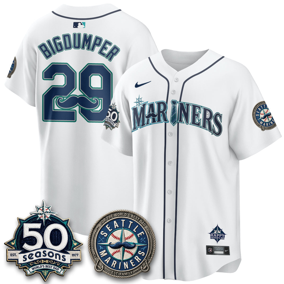 Seattle Mariners Happy Father's Day Vapor Jersey - Stitched