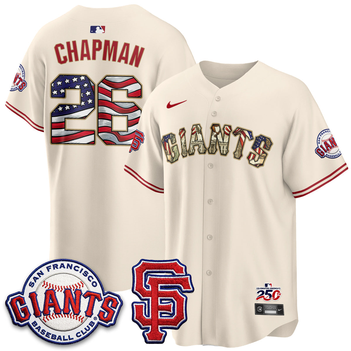 San Francisco Giants2026 Independence Day USA Jersey - Stitched