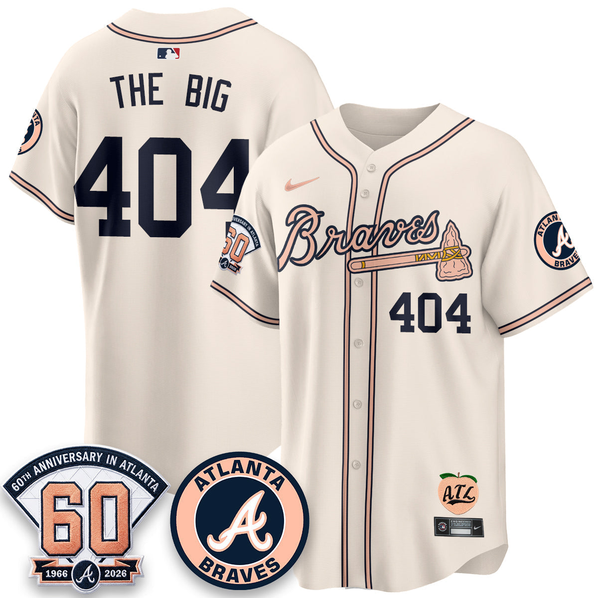 Atlanta Braves 60th Anniversary Peach Edition Vapor Premier Limited Jersey - Stitched