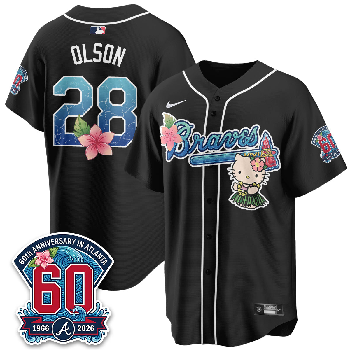Atlanta Braves x Meow Aloha Spirit Vapor Jersey - Stitched-Cuztomshoes