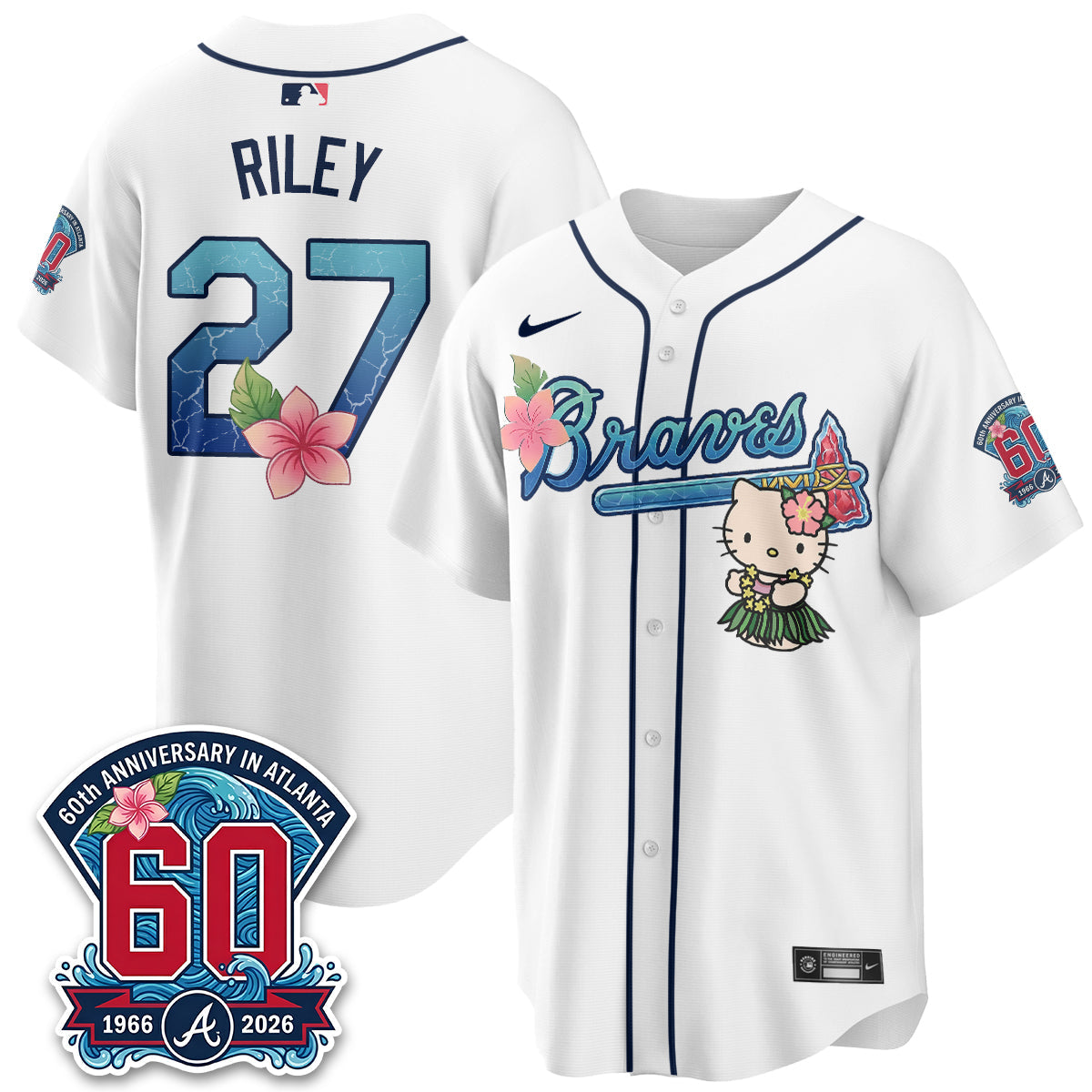 Atlanta Braves x Meow Aloha Spirit Vapor Jersey - Stitched-Cuztomshoes