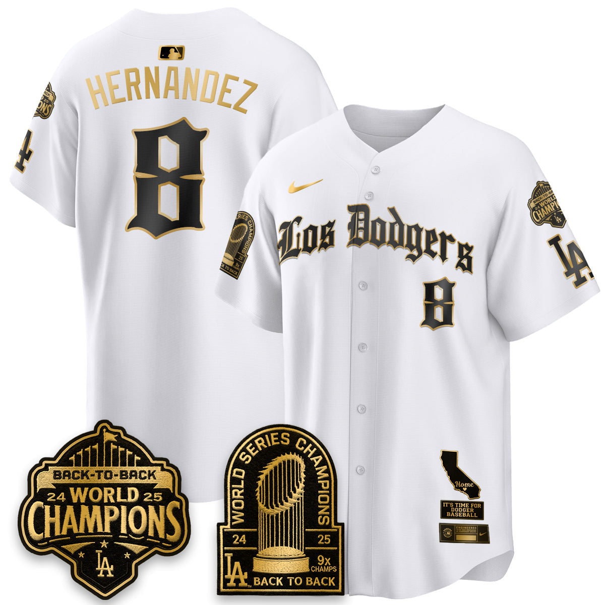 Los Angeles Dodgers World Series Champions Vapor Premier Limited Gothic Edition Jersey - Stitched-Cuztomshoes