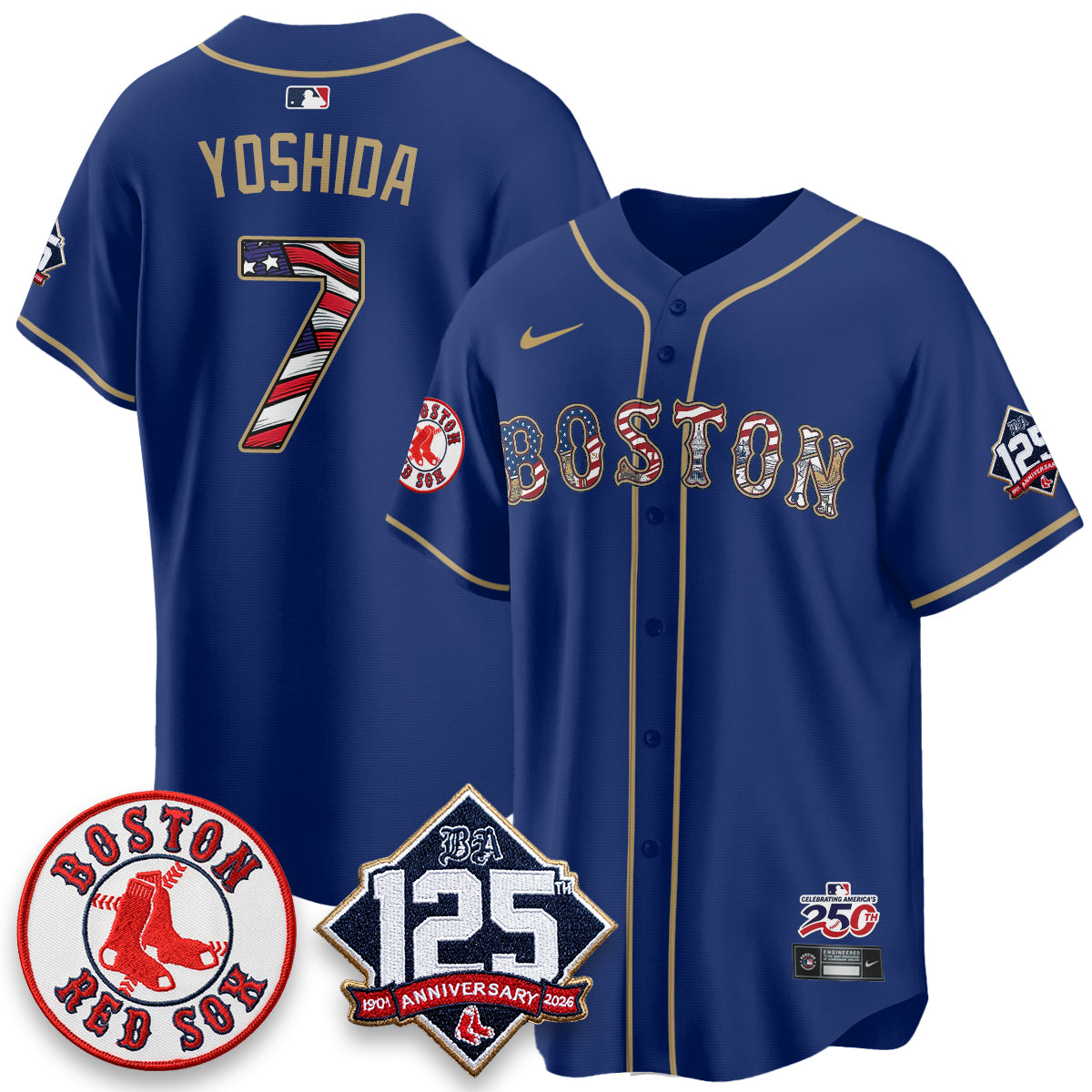 Boston Red Sox 2026 Independence Day USA Vapor Limited Jersey - Stitched-Cuztomshoes