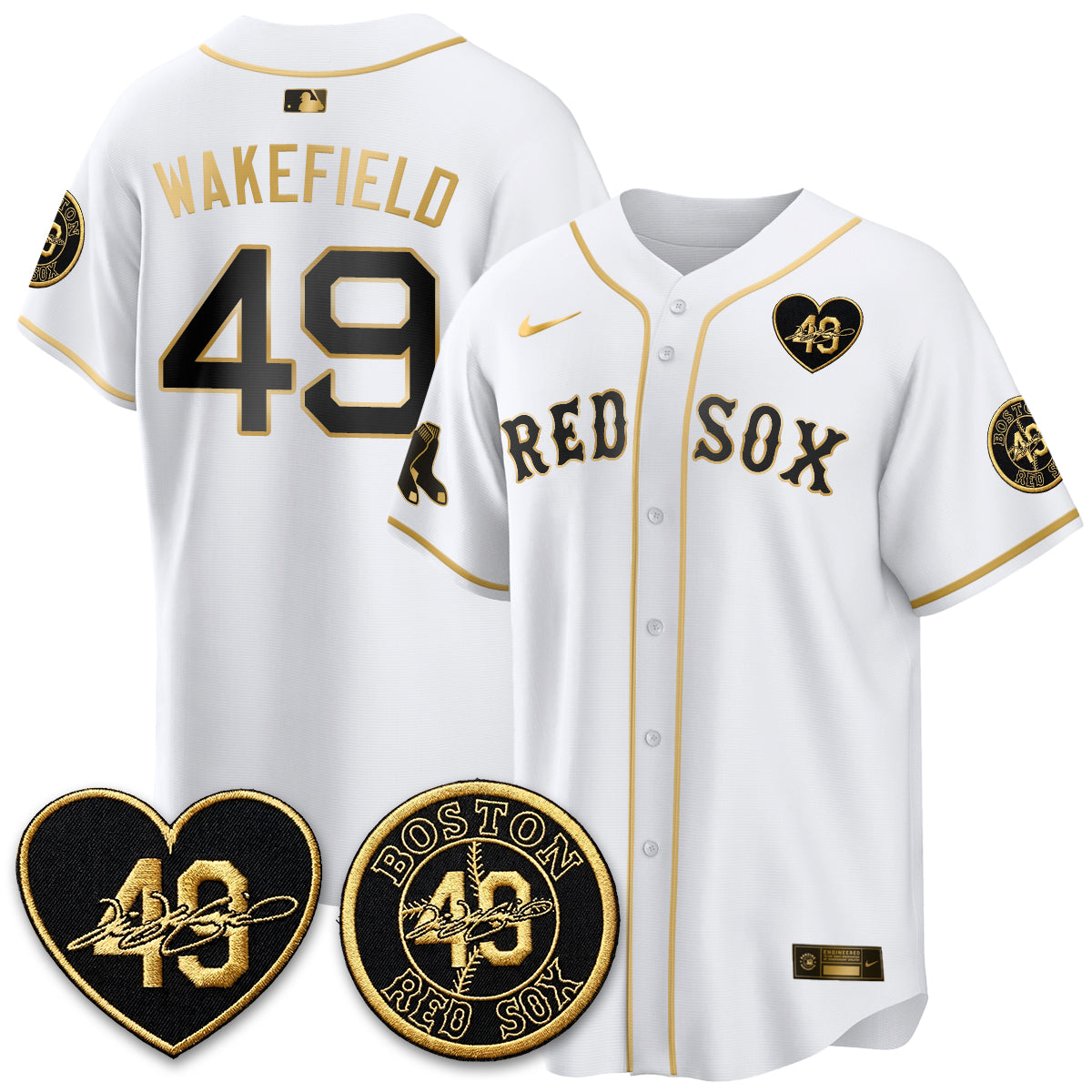Boston Red Sox Tim Wakefield Memorial Patch Vaper Premier Limited Jersey - Stitched