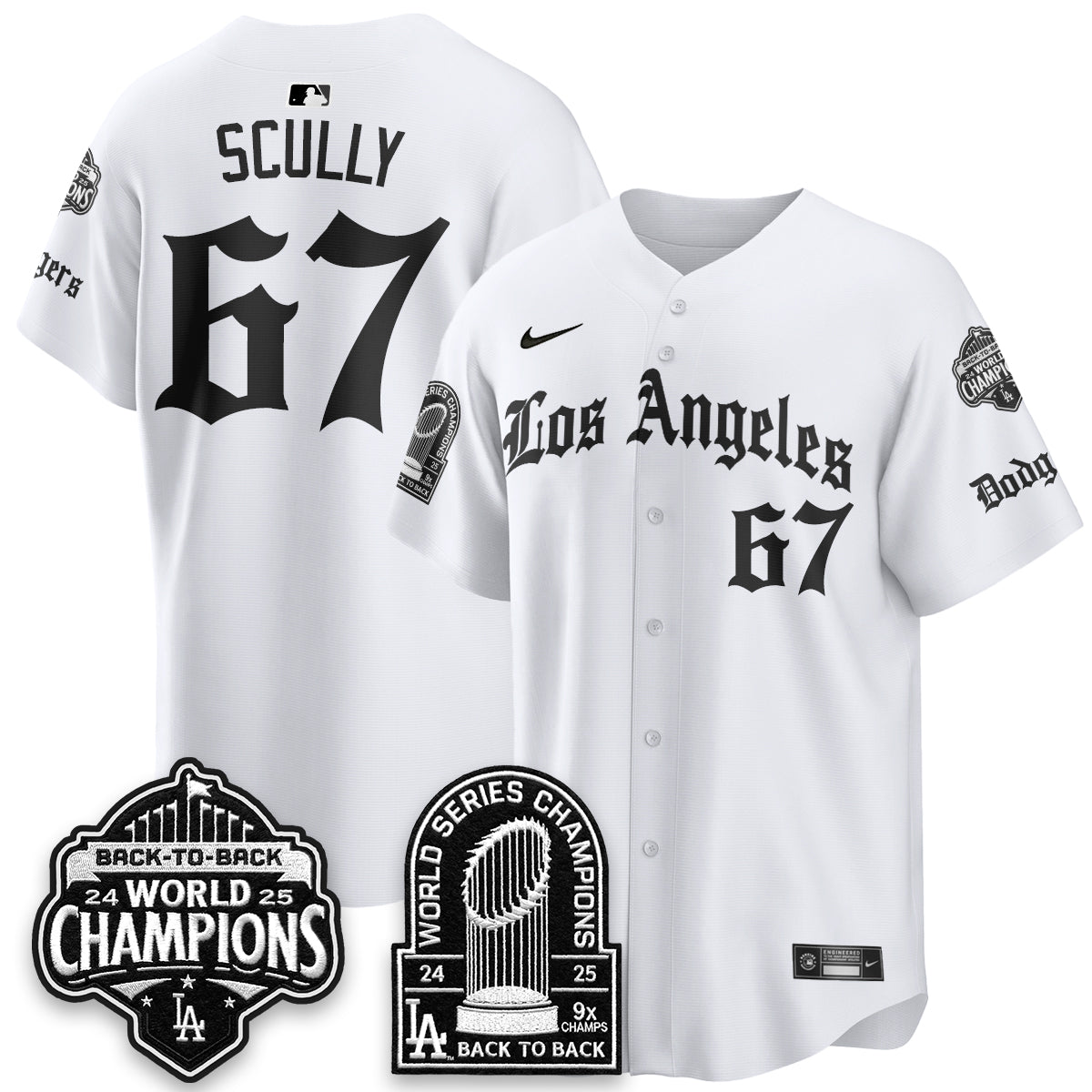 Los Angeles Dodgers WS Champions Back 2 Back Patch Vapor Premier Limited Gothic Edition Jersey - Stitched