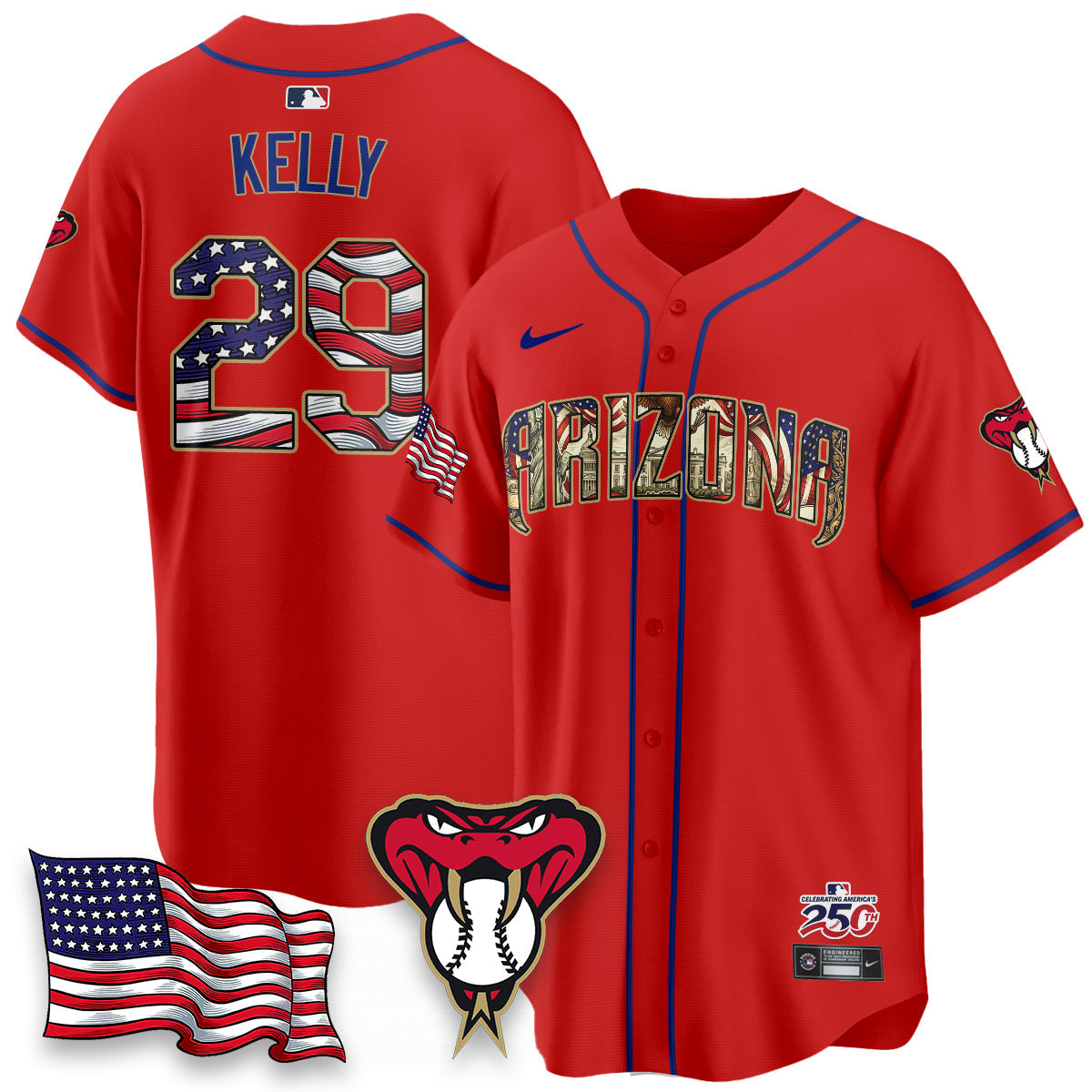 Arizona Diamonbacks 2026 Independence Day USA Vapor Limited Jersey - Stitched-Cuztomshoes
