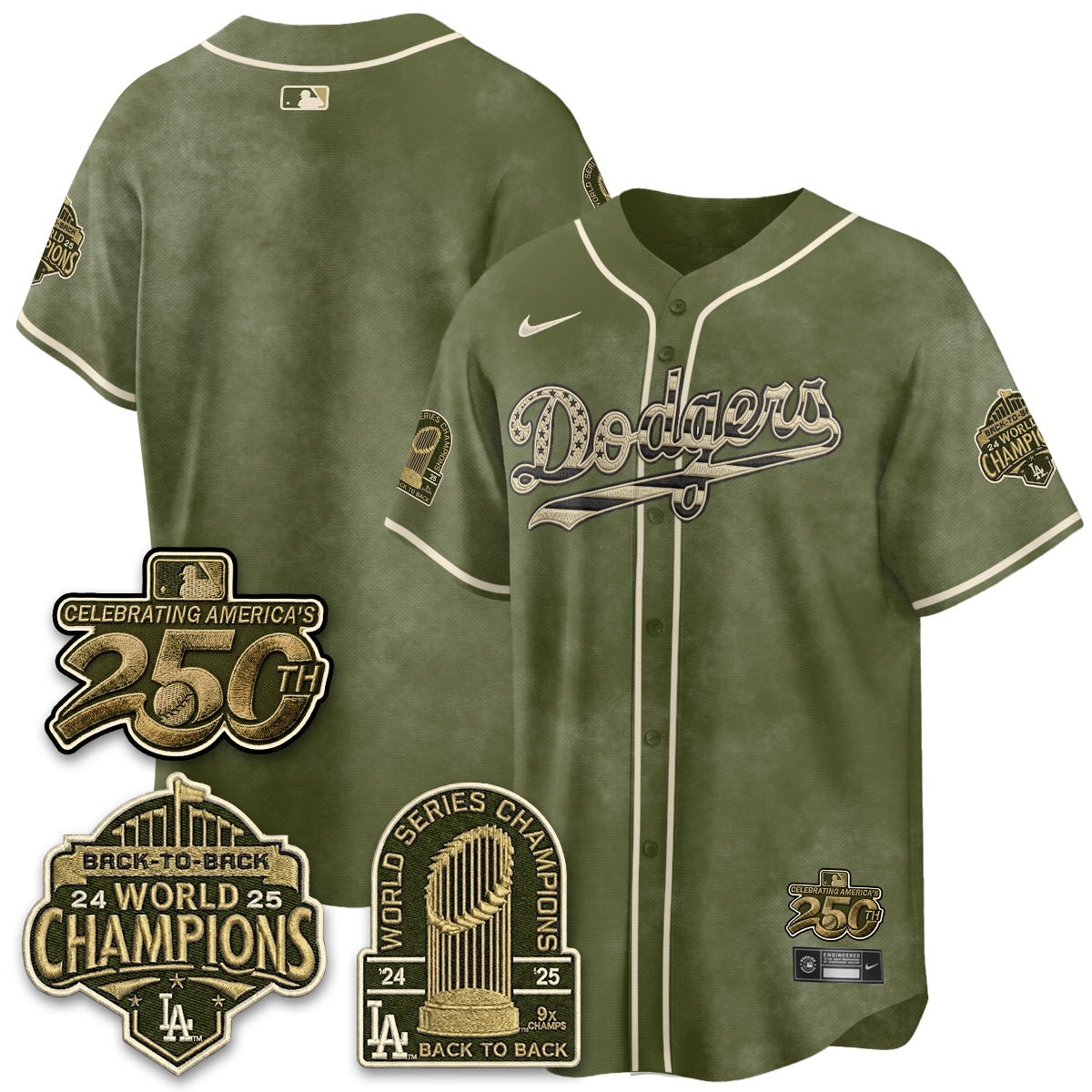 Los Angeles Dodgers New Era Olive 2026 Armed Forces Day Jersey -Stitched V2