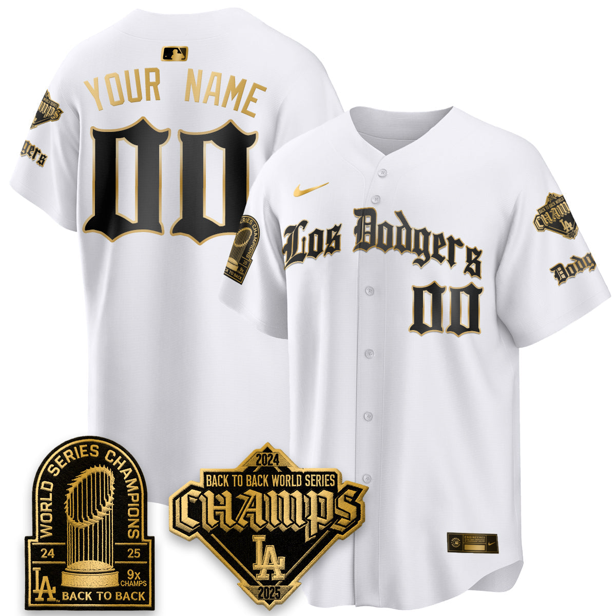 Los Angeles Dodgers World Series Champions B2B Patch Vapor Premier Limited Gothic Edition Custom Jersey - Stitched-Cuztomshoes